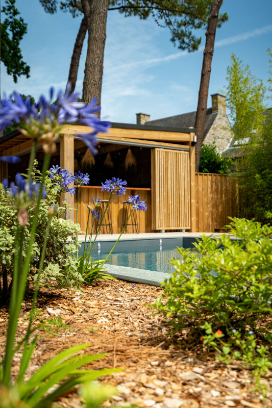 Construction d'une Piscine avec pool house en bois à Arradon